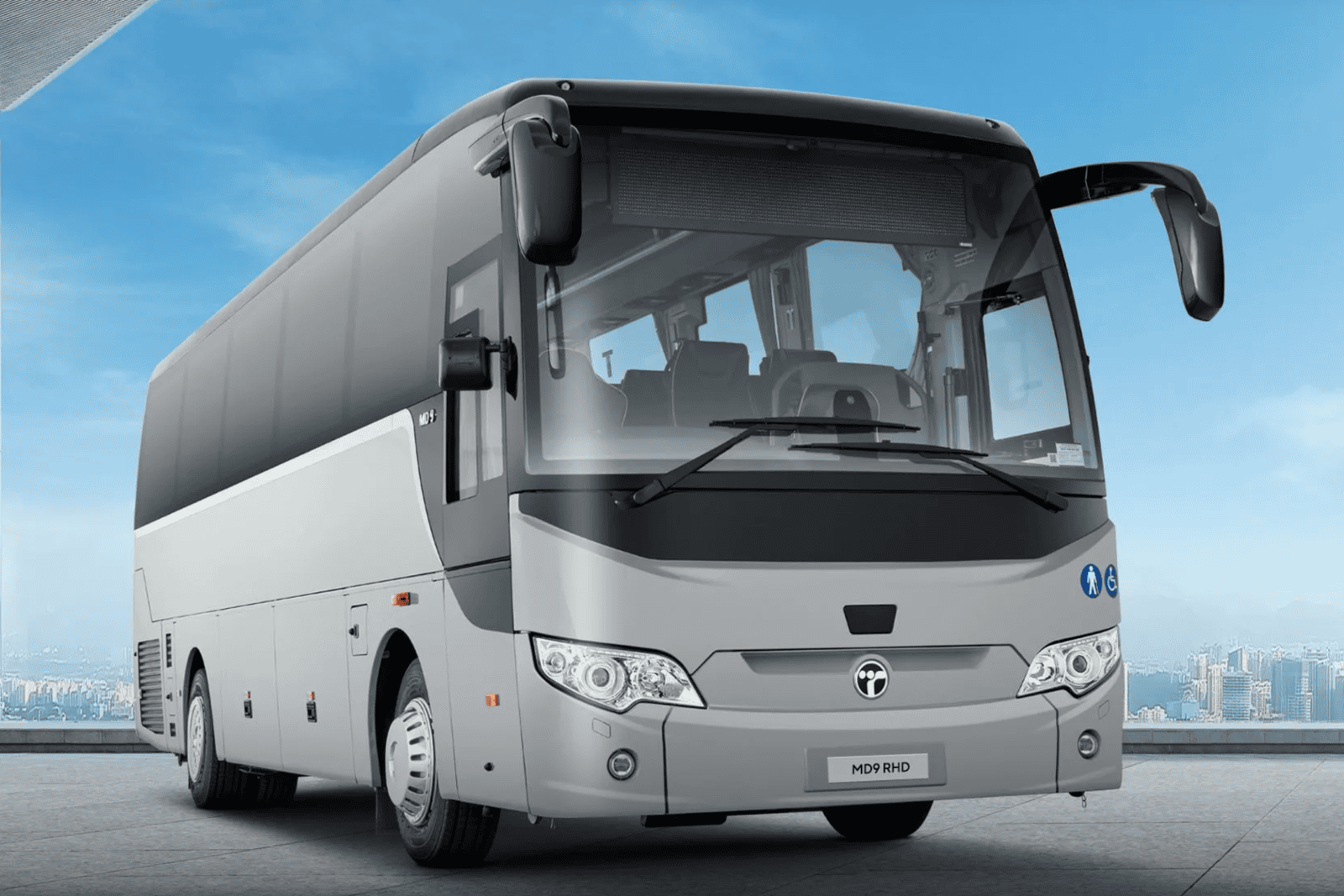 Exterior view of a Temsa MD9 midibus showing front and side profile